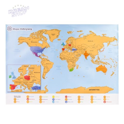 Mapa Odkrywcy Świat PL zdrapka PODRÓŻNIKA prezent