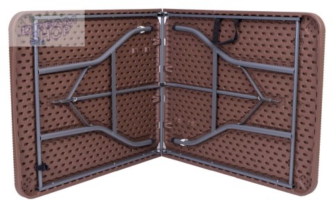 Stół bankietowy składany w walizkę Rattan 180x74x74,5 BROWN