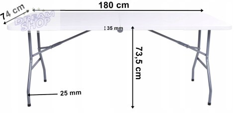 STÓŁ OGRODOWY ROZKŁADANY WALIZKA Premium 180 x74cm