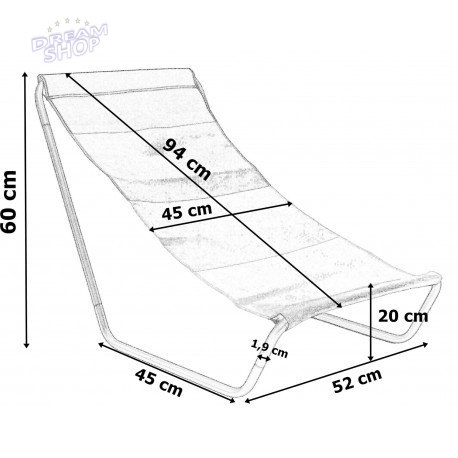 Leżak turystyczny plażowy składany Olek - niebieskie pasy
