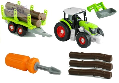 Rozkręcany Traktor z Przyczepą z Drewnem 43 cm Rozkręcany Traktor z Przyczepą z Drewnem 43 cm