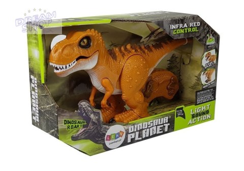 Dinozaur Zdalnie Sterowany R/C Brąz Dźwięk Światło Tyranozaur