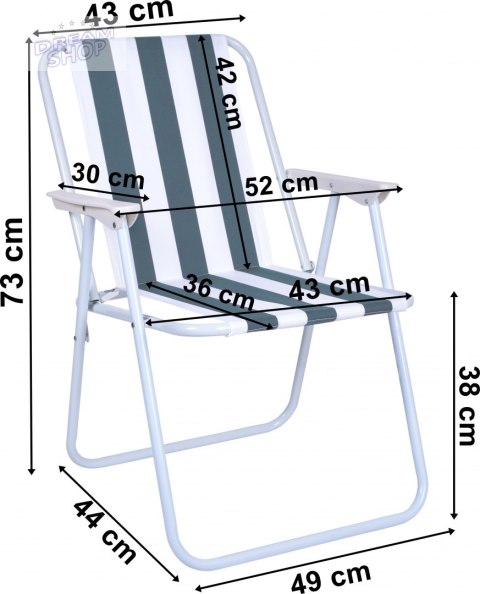 Krzesło turystyczne składane MARINA granatowe paski