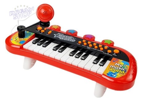 Keyboard Pianinko 24 Klawisze USB Mikrofon Czerwony