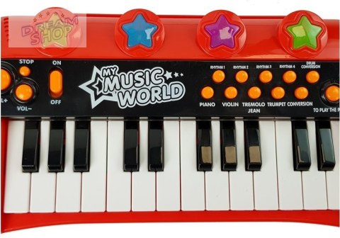 Keyboard Pianinko 24 Klawisze USB Mikrofon Czerwony