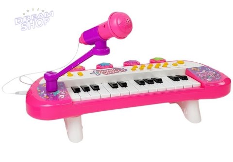 Keyboard Pianinko 24 Klawisze USB Mikrofon Różowy