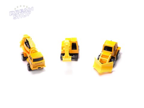 Samolot transporter z autami maszyny budowlane bok