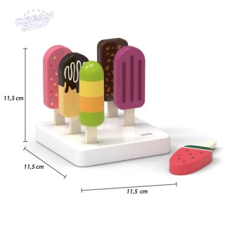 VIGA Zestaw Drewnianych Lodów na Patyku ze Stojakiem 6 szt.