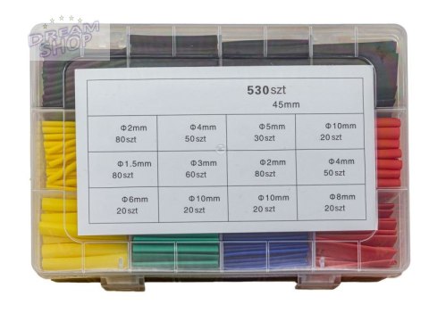 Zestaw 530 sztuk 4,5cm Koszulki, rurki termokurczliwe Kolory Rozmiary Zestaw 530 sztuk 4,5cm Koszulki, rurki termokurczliwe Kolory Rozmiary
