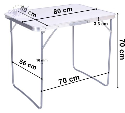 Stół turystyczny CORN kempingowy składany 80x60 cm biały