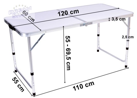 Stół turystyczny TRIP kempingowy składany 120x60 cm biały
