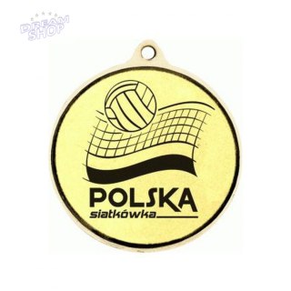 Medal Stalowy Złoty- Piłka Siatkowa Z Grawerowaniem Laserem- Rmi