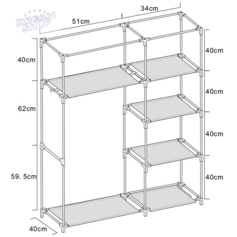 Szafa tekstylna garderoba 90x45x170cm ciemno-szara 8811 Szafa tekstylna garderoba 90x45x170cm ciemno-szara 8811