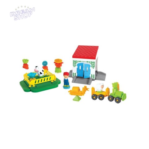 MOCHTOYS Klocki Jeżyki Pin Bricks FARMA w Kartonie 100 el. + 3 Figurki