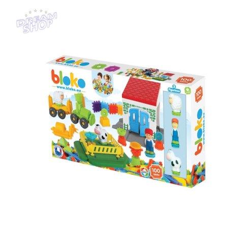 MOCHTOYS Klocki Jeżyki Pin Bricks FARMA w Kartonie 100 el. + 3 Figurki