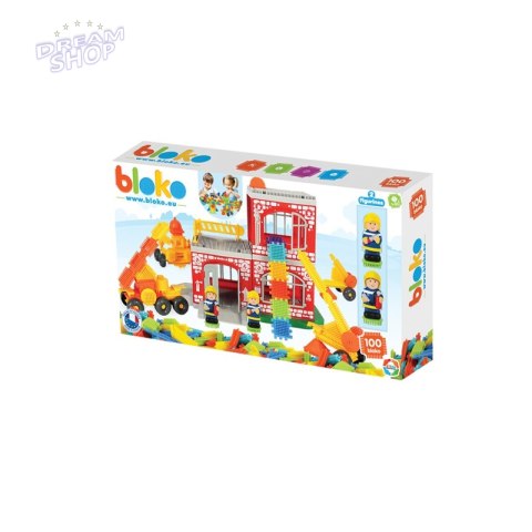 MOCHTOYS Klocki Jeżyki Pin Bricks STRAŻ POŻARNA w Kartonie 100 el. + 2 Figurki