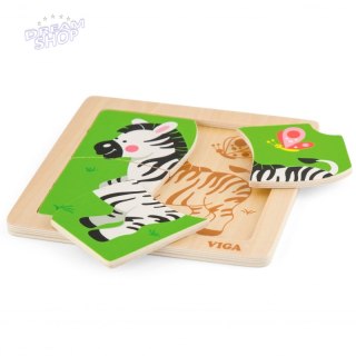 VIGA Poręczne Drewniane Puzzle Zebra