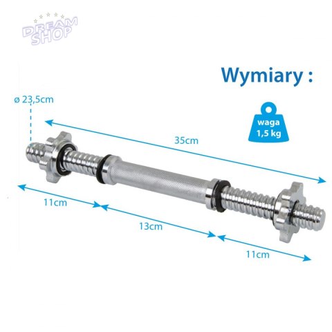 Gryf prosty krótki 35cm z zacikami średnica 25mm EB FIT