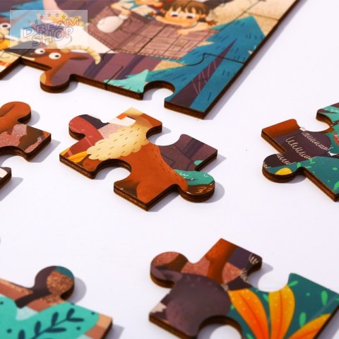 TOOKY TOY Puzzle z Ramką i Woreczkiem Alpejskie Zwierzęta i Krajobraz 49 el.