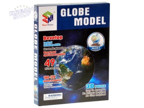 GLOBUS 3D PRZESTRZENNE Puzzle 49 elementów puzzle kula ziemska ZA0936