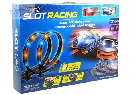 Tor Wyścigowy 2 Autka Slot Cars 1:43 Pętla Lampki