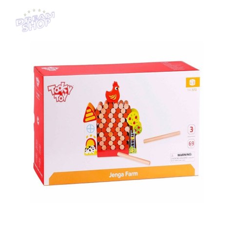 TOOKY TOY Gra Jenga Spadająca Kura Drewniana Farma