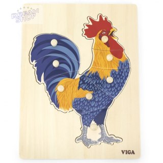 VIGA Drewniane Puzzle Montessori Kogut z Pinezkami