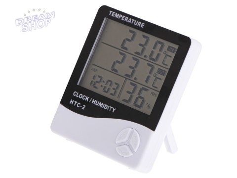 Higrometr Termometr Cyfrowy Zegar stojący HTC-2