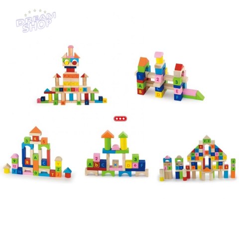 Viga Toys Klocki Drewniane Edukacyjne 100 elem. Cyferki Literki