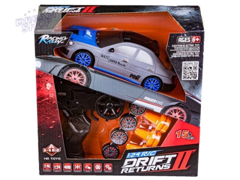 Samochód Do Driftu, Auto RC Drift 1:24 2,4 GHz 4WD SREBRNY