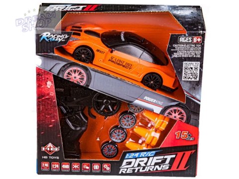 Samochód Do Driftu, Auto RC Drift 1:24 2,4 GHz 4WD POMARAŃCZOWY