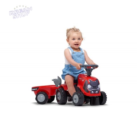 FALK Traktorek Baby Case IH Ride-On Czerwony z Przyczepką + akc. od 12 miesięcy