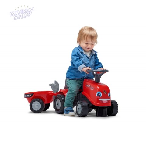 FALK Traktorek Baby Case IH Ride-On Czerwony z Przyczepką + akc. od 12 miesięcy