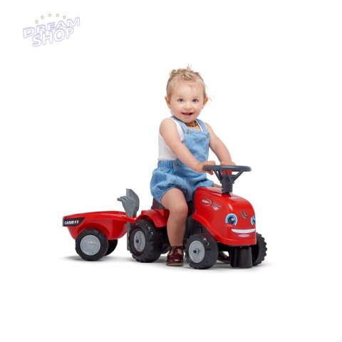 FALK Traktorek Baby Case IH Ride-On Czerwony z Przyczepką + akc. od 12 miesięcy