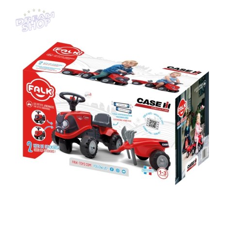 FALK Traktorek Baby Case IH Ride-On Czerwony z Przyczepką + akc. od 12 miesięcy