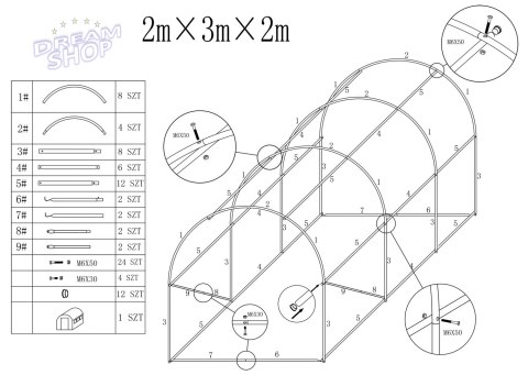 Tunel foliowy - szklarnia ogrodowa AUREA 2x3m