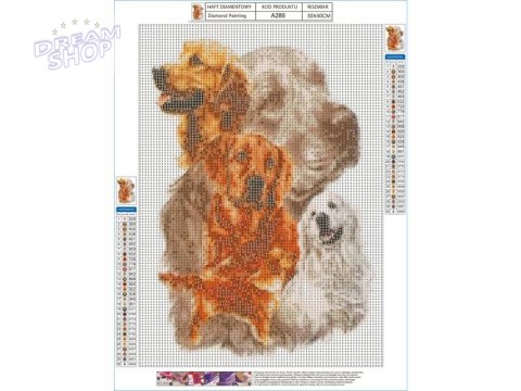 Haft Diamentowy, Obraz, Mozaika Diamentowa Diamond Painting, PIES - GOLDEN RETRIEVER 30x40cm