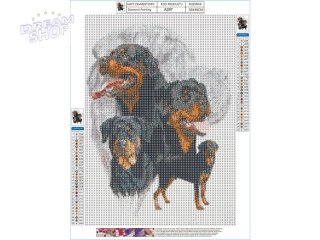 Haft Diamentowy, Obraz, Mozaika Diamentowa Diamond Painting, PIES - ROTTWEILER 30x40cm