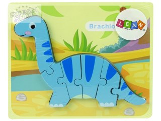 Drewniane Puzzle Dinozaur Brachiosaur Niebieski