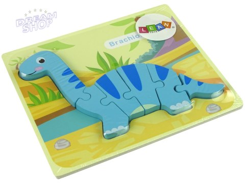 Drewniane Puzzle Dinozaur Brachiosaur Niebieski