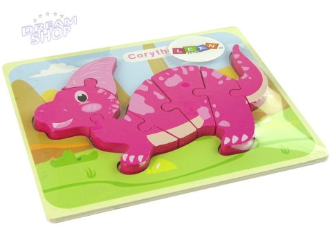 Drewniane Puzzle Dinozaur Corythosaurus Różowy