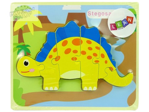 Drewniane Puzzle Dinozaur Stegosaurus Żółty