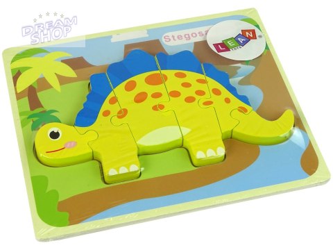 Drewniane Puzzle Dinozaur Stegosaurus Żółty