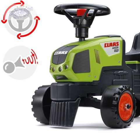 FALK Traktorek Baby Claas Axos 310 Zielony z Przyczepką od 1 roku