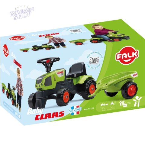 FALK Traktorek Baby Claas Axos 310 Zielony z Przyczepką od 1 roku