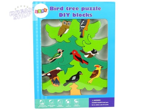 Drewniane Drzewo Ptaki Leśne DIY Klocki Drewniane Puzzle Trójwymiarowa