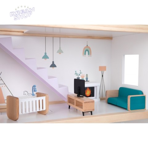 TOOKY TOY Duży Drewniany Domek dla Lalek + Figurki