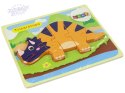 Drewniane Puzzle Dinozaury Triceratops Ankylosaurus Pomarańczowy