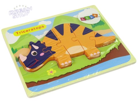 Drewniane Puzzle Dinozaury Triceratops Ankylosaurus Pomarańczowy