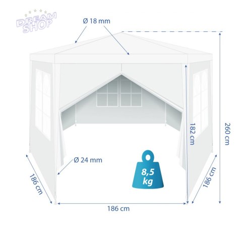Pawilon namiot ogrodowy sześciokątny 2x2x3m biały